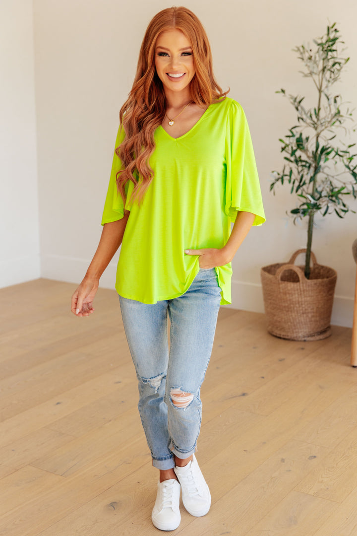 Cali Blouse in Neon Green - OW *FINAL SALE*