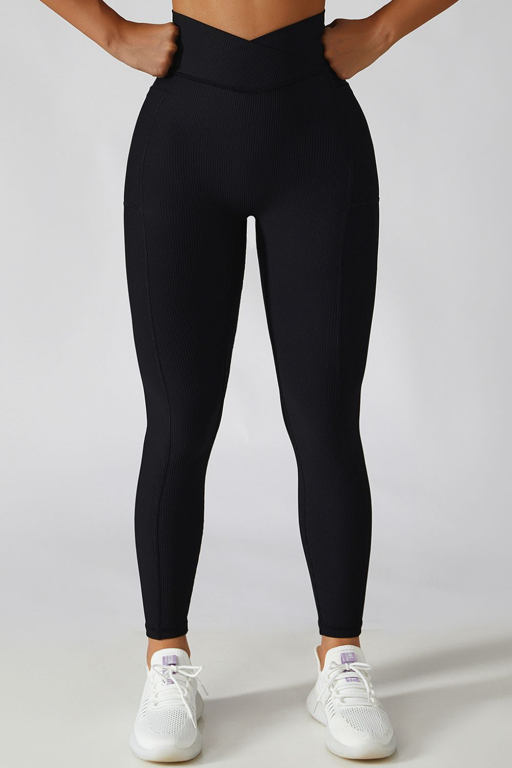 *9 Colors* Snatch O' Clock Crossover Waist Active Ribbed Leggings - Pet Hair Resistant