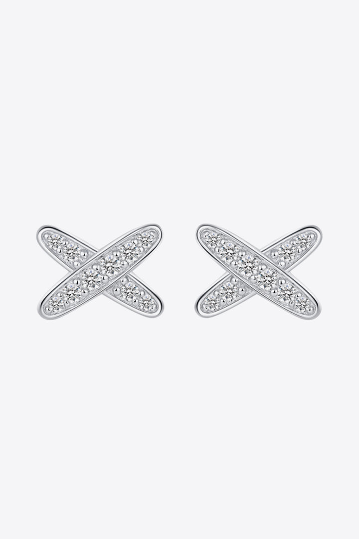 925 Sterling Silver X-Shape Moissanite Earrings