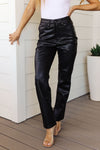 Tanya TUMMY CONTROL Faux Leather Pants in Black By Judy Blue