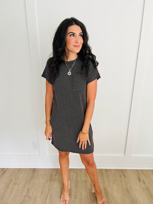 Everyday Favorite Ribbed Knit Dress in Black
