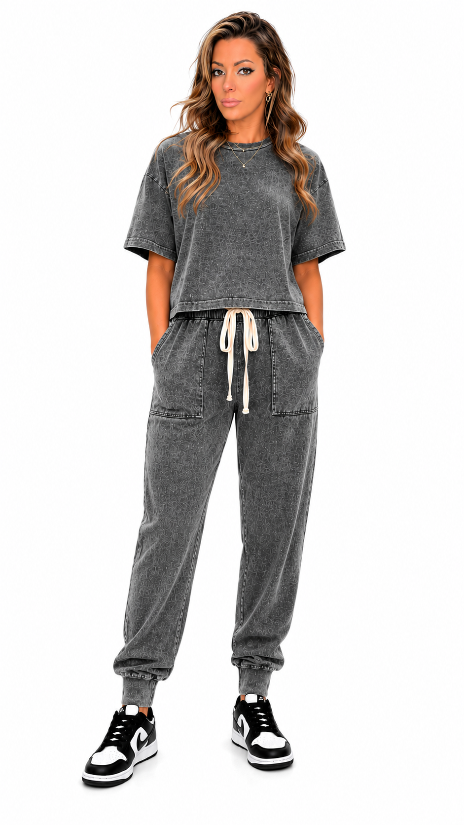 Joggers/Shirt Combo- Acid Washed