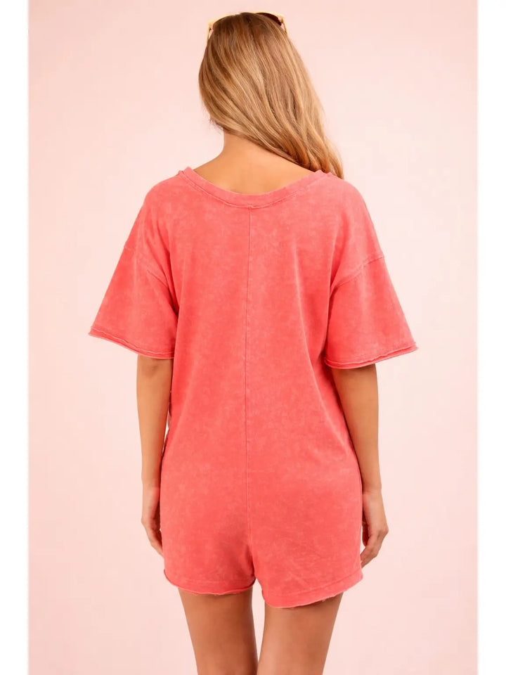 Oversized Romper- Acid Wash
