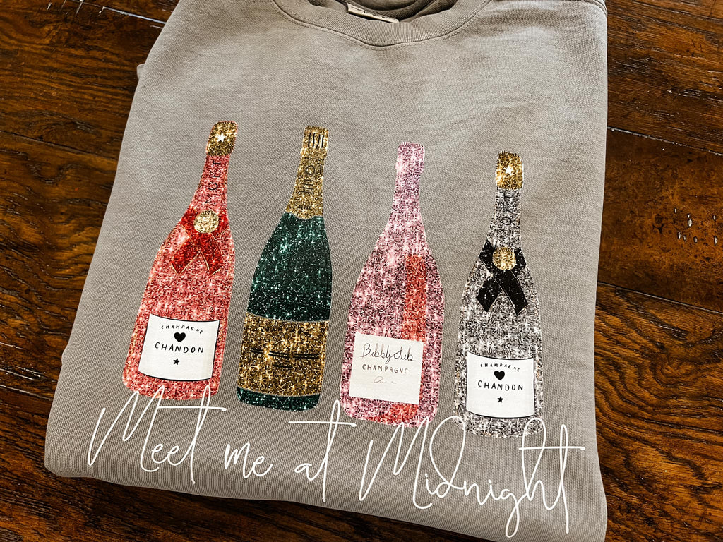 Meet Me At Midnight Faux Glitter Sweatshirt