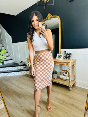 Start Your Engines Checkered Midi Skirt - OW *FINAL SALE*