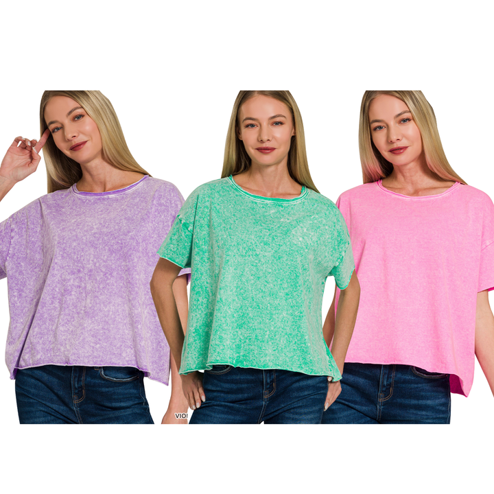 3 PACK Short Sleeve Acid T- Zenana