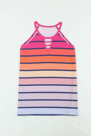 Multicolor Hollowed Out Striped Tank Top - OW *FINAL SALE*