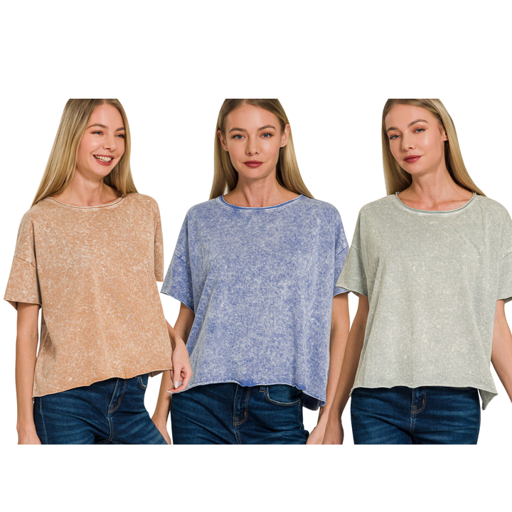 3 PACK Short Sleeve Acid T- Zenana