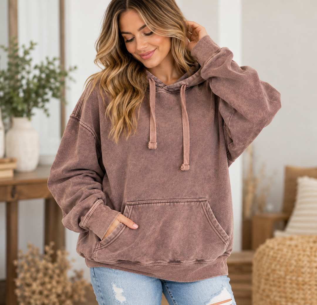 ACID WASH HOODED SWEATSHIRT