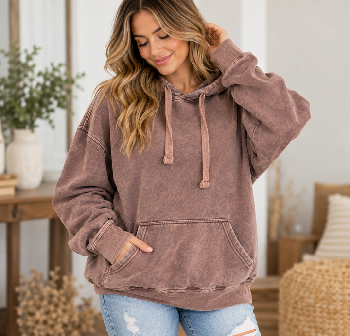 ACID WASH HOODED SWEATSHIRT