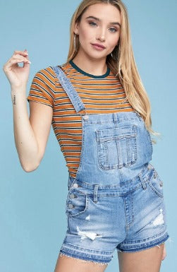 Andi Destroyed Backless Judy Blue Overall Shorts - OW *FINAL SALE*