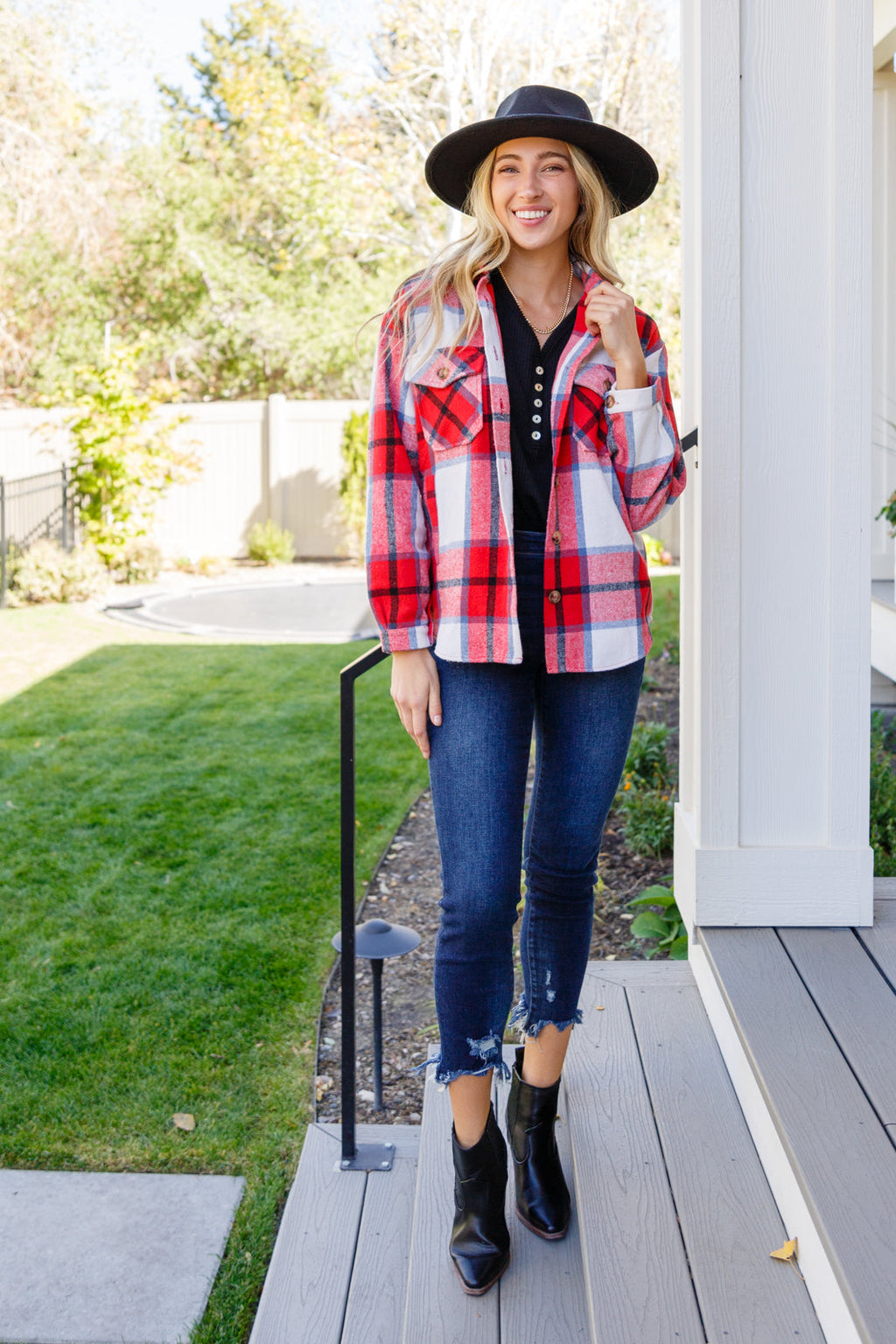 A Good Thing Going Plaid Shacket In Red - OW *FINAL SALE*