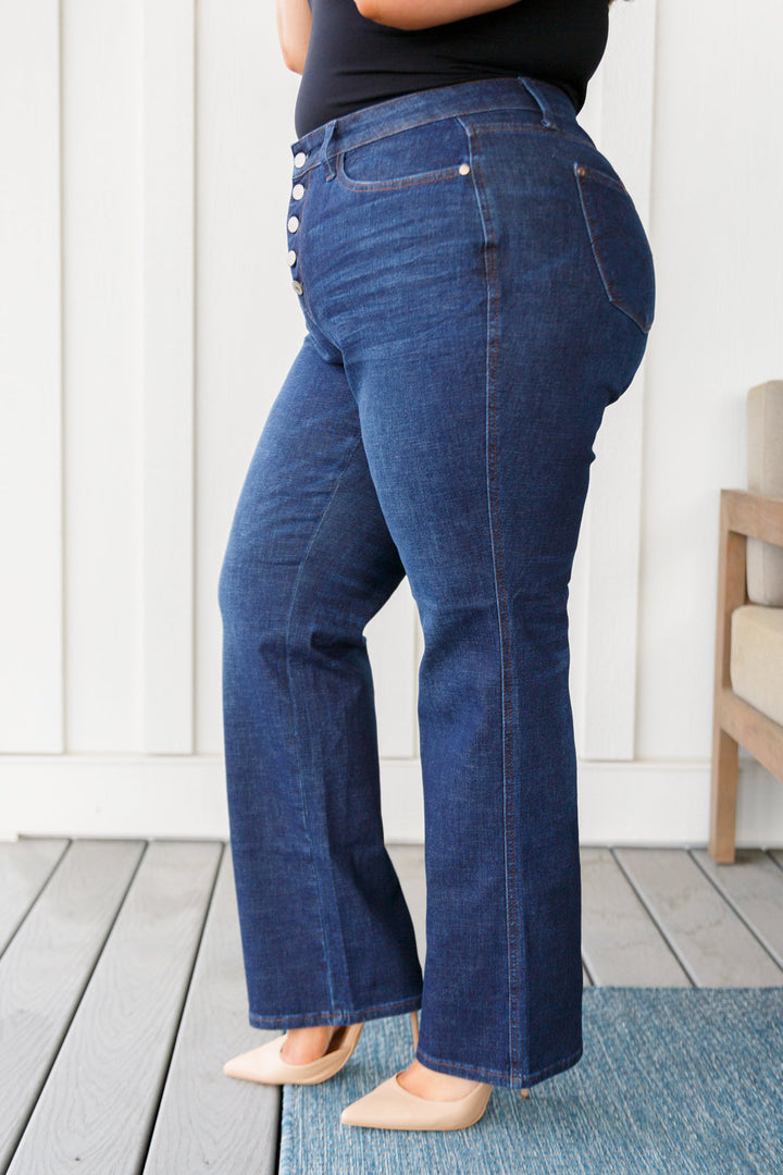 Arlo High Rise Button-Fly Judy Blue Straight Jeans