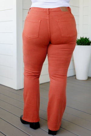 Autumn Mid Rise Slim Bootcut Jeans in Terracotta by Judy Blue