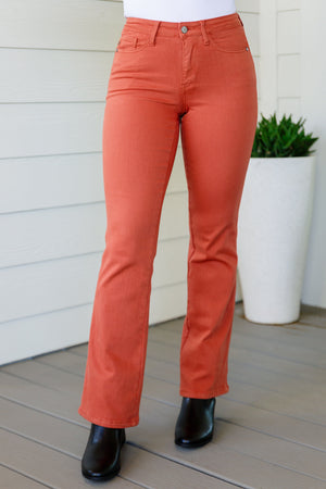 Autumn Mid Rise Slim Bootcut Jeans in Terracotta by Judy Blue