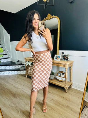 Start Your Engines Checkered Midi Skirt - OW *FINAL SALE*