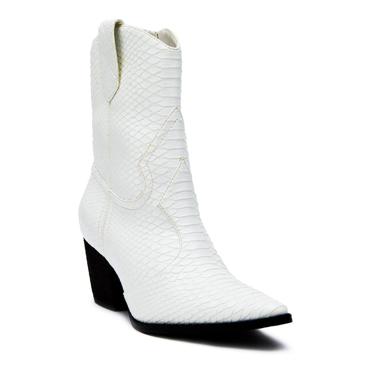 Bambi Western Boot in White Snake