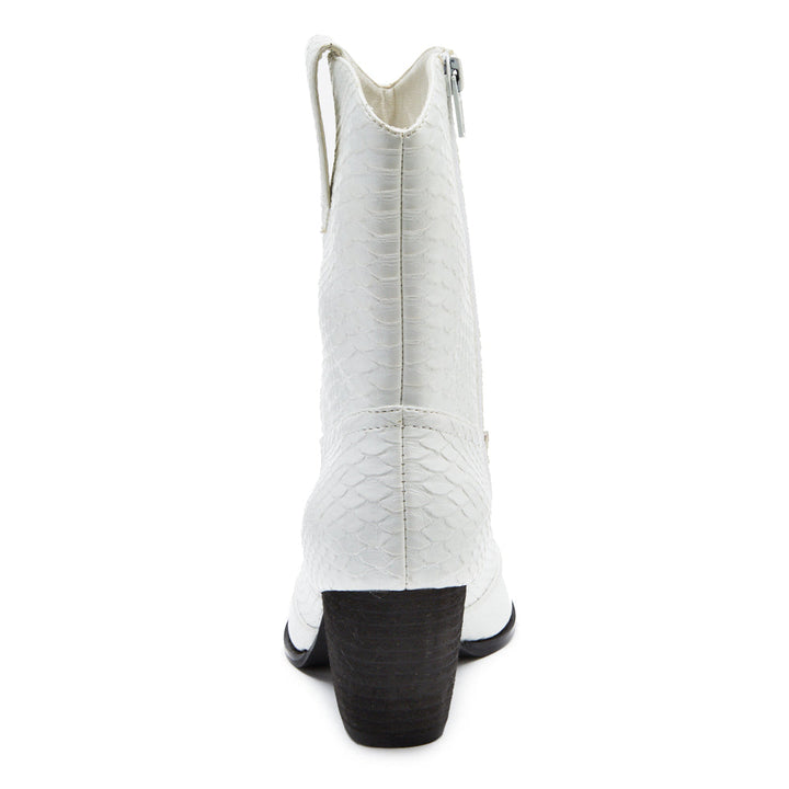 Bambi Western Boot in White Snake