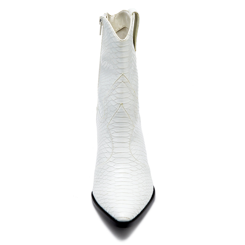 Bambi Western Boot in White Snake