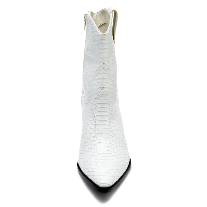 Bambi Western Boot in White Snake