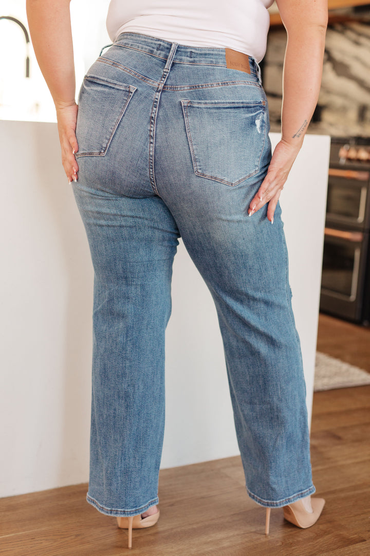 Bree High Rise *TUMMY CONTROL* Distressed Straight Jeans by Judy Blue