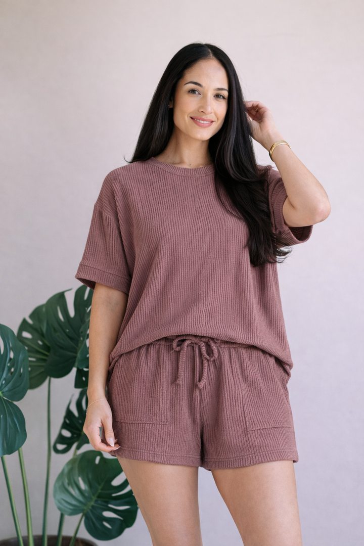 Rib Short Set-Zenana