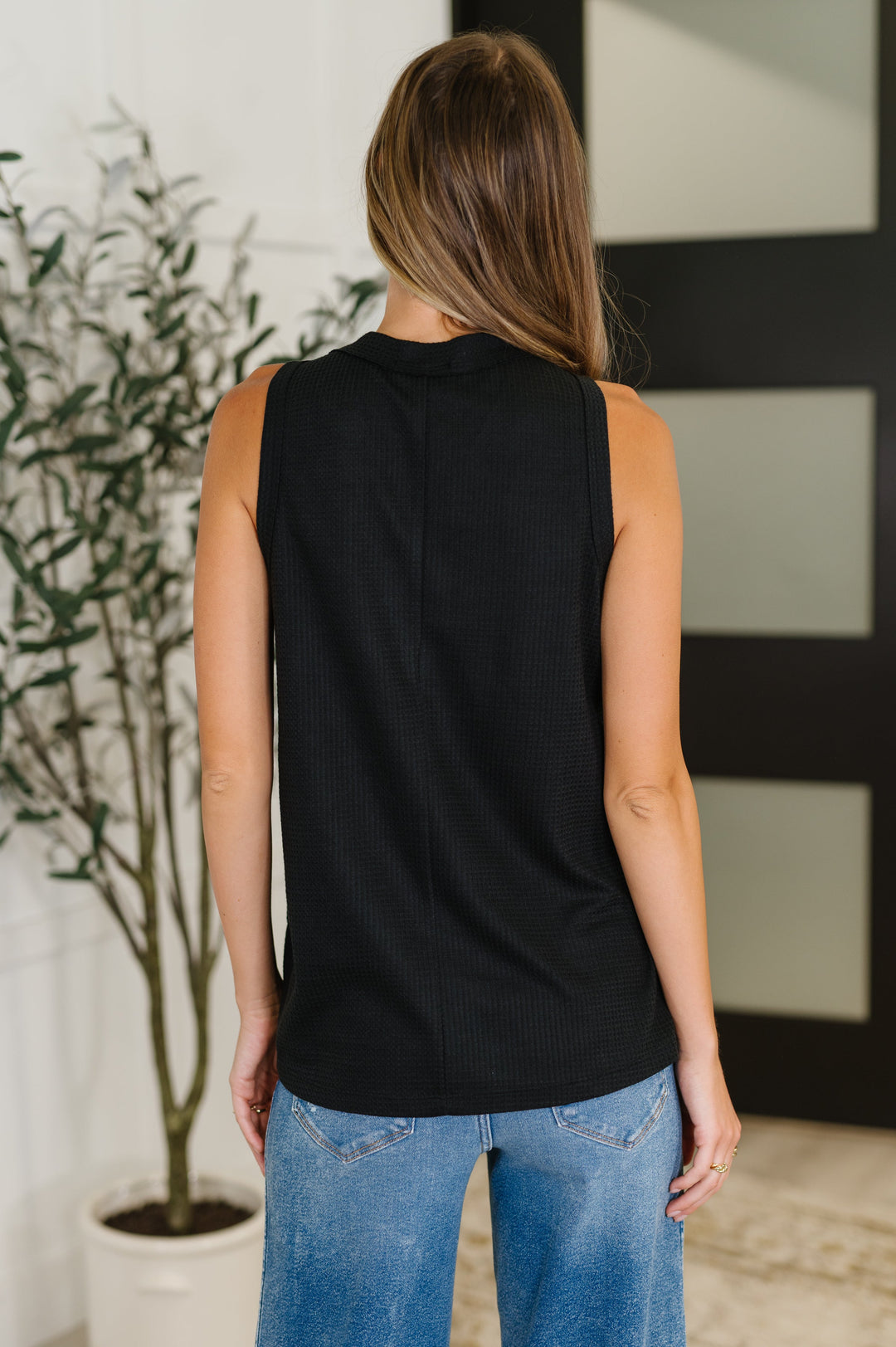 Buttoned Up Buttercup Sleeveless Top in Black