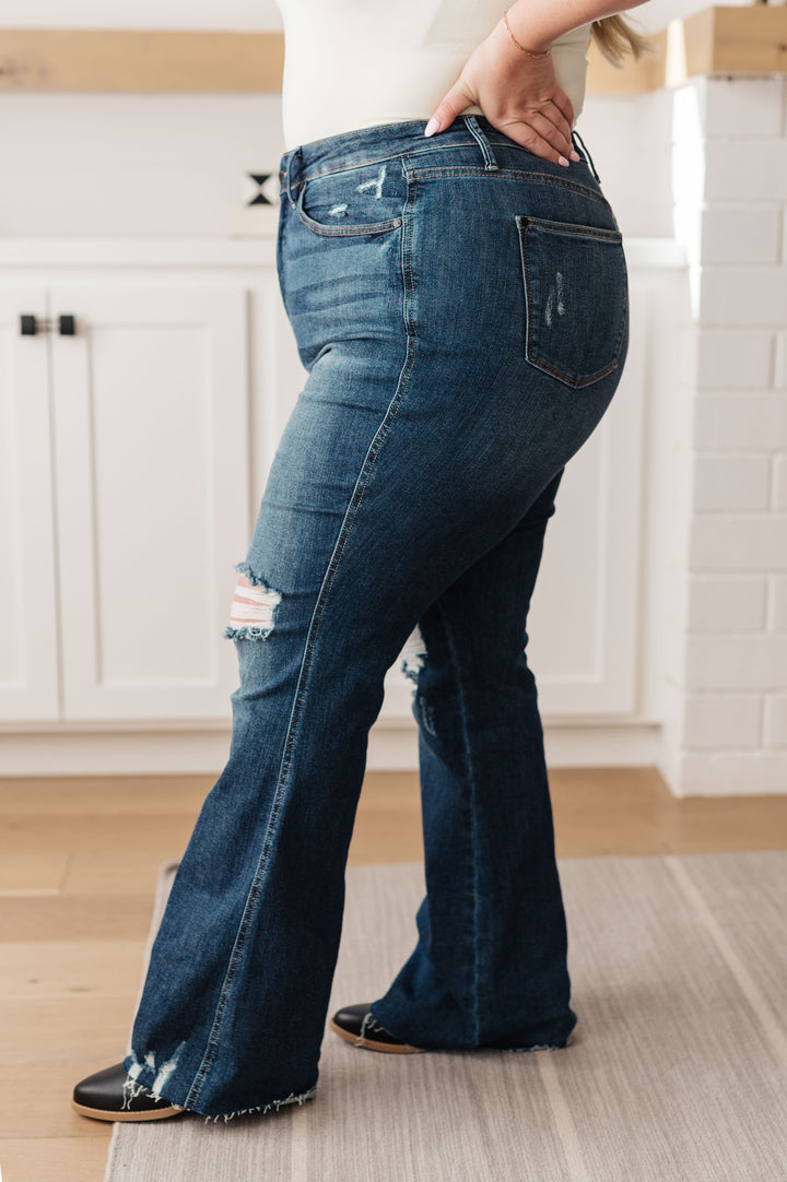 Cassandra High Rise **TUMMY CONTROL** Distressed Flare Judy Blue Jeans