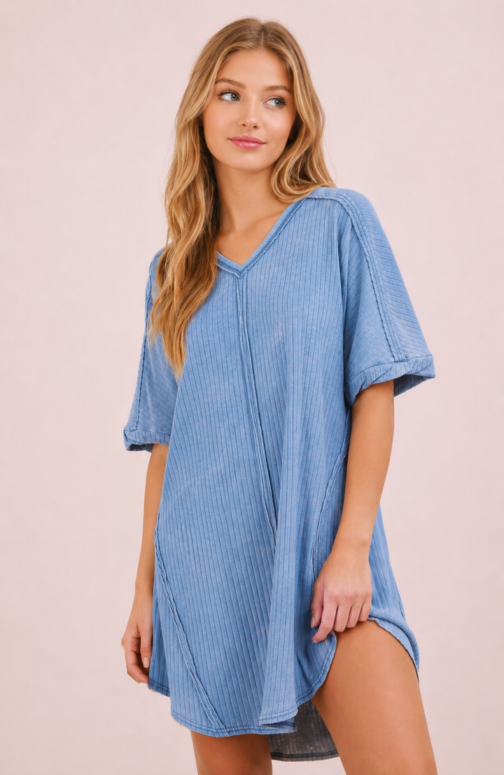 Ribbed Acid Washed Dress