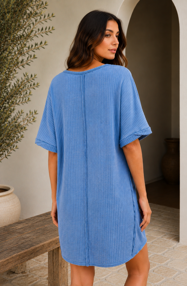 Ribbed Acid Washed Dress