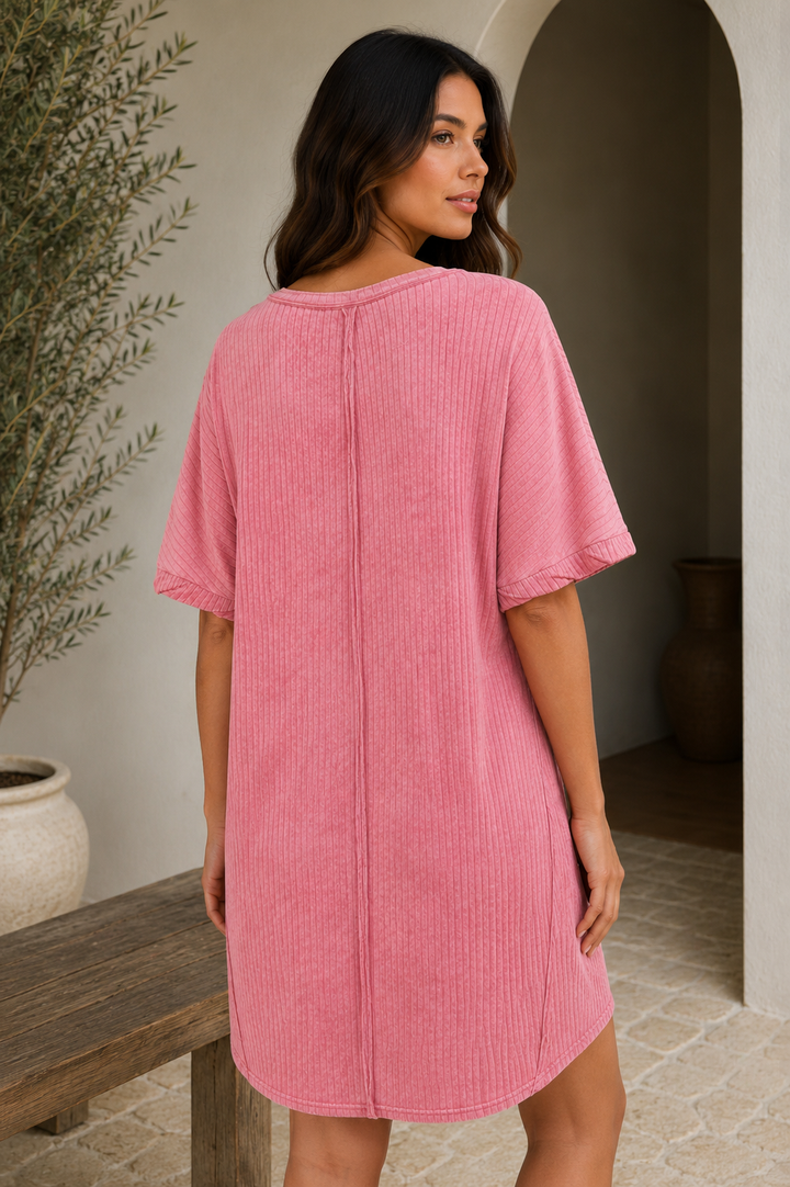 Ribbed Acid Washed Dress