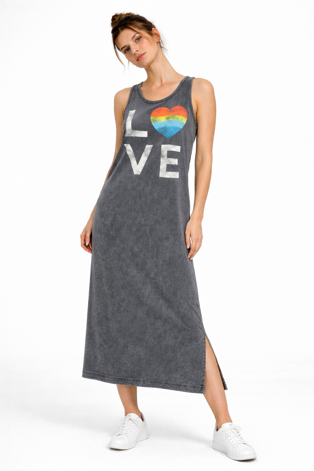 Love Tank Dress- Acid Wash