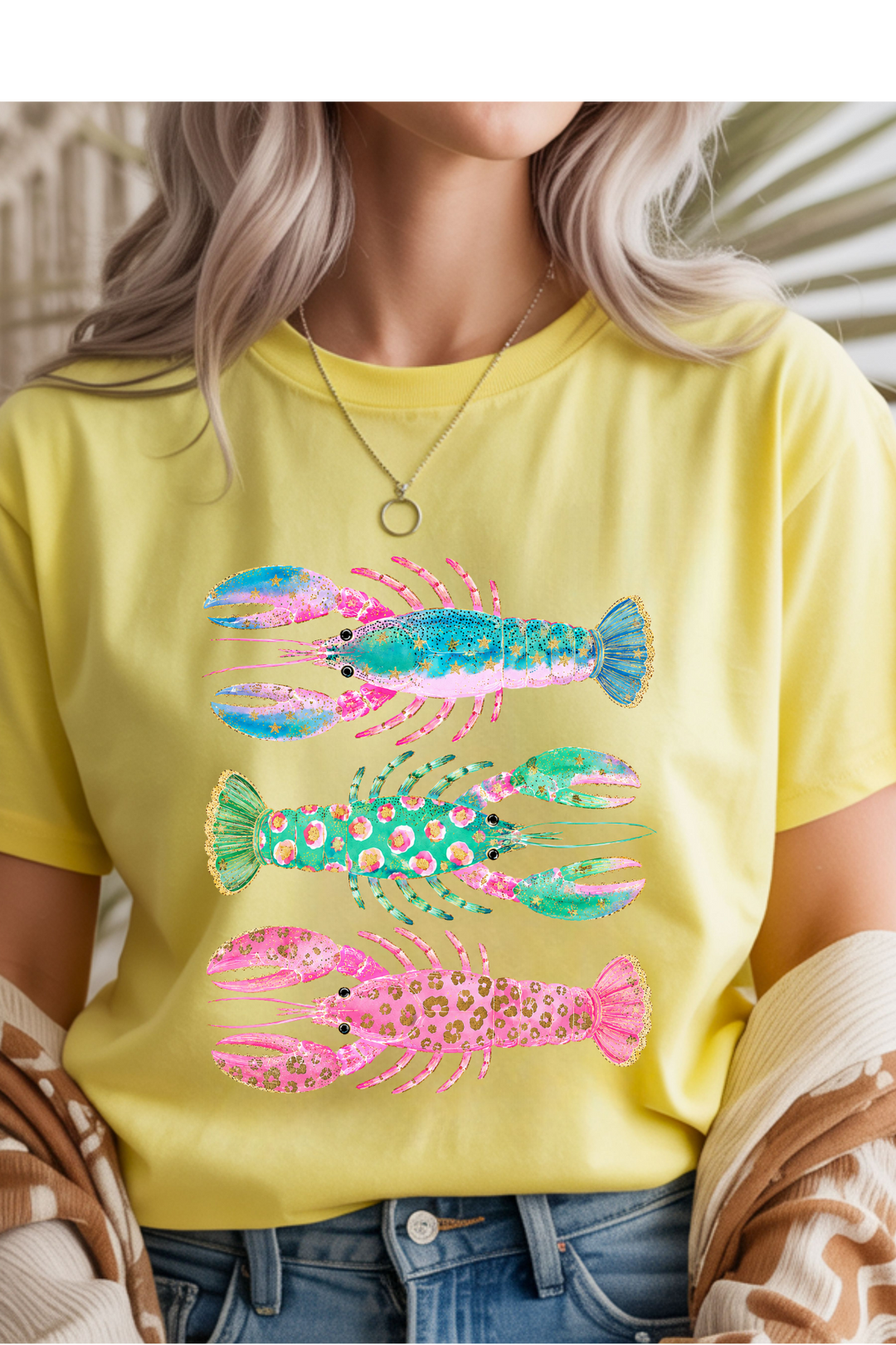 Pastel Lobsters Graphic Tee