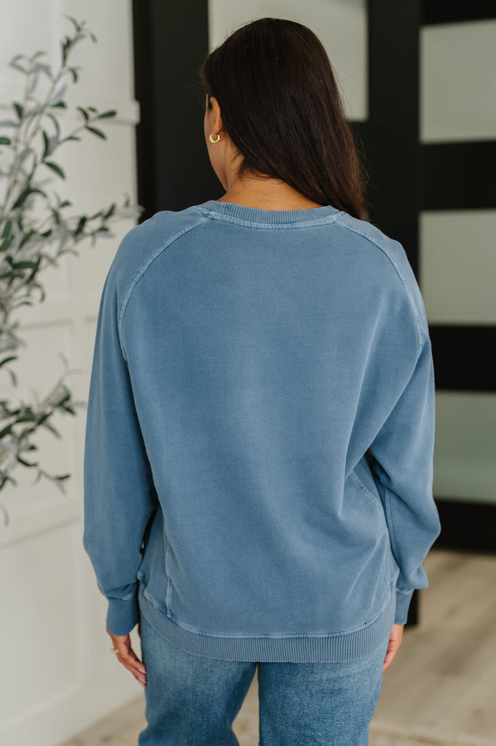 Daily Ease Mineral Wash Pullover in Dusty Blue