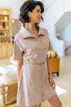 Darla Button Up Collared Dress in Taupe -  OW *Final Sale*