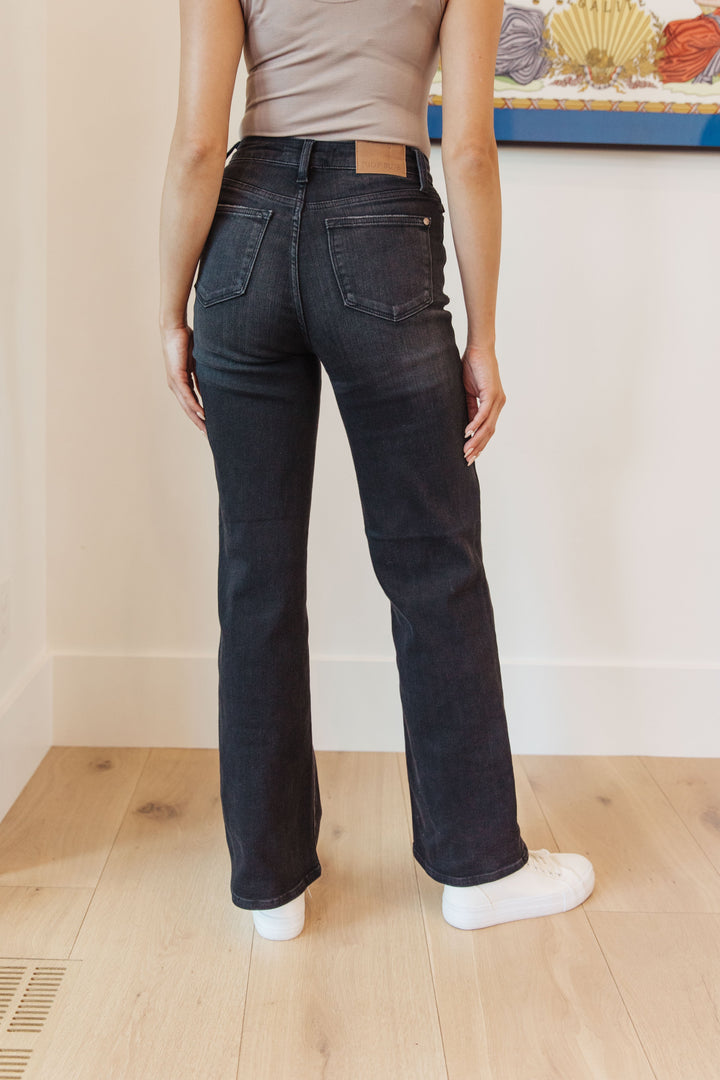 Eleanor High Rise Classic Straight Jeans in Washed Black by Judy Blue - OW *FINAL SALE*