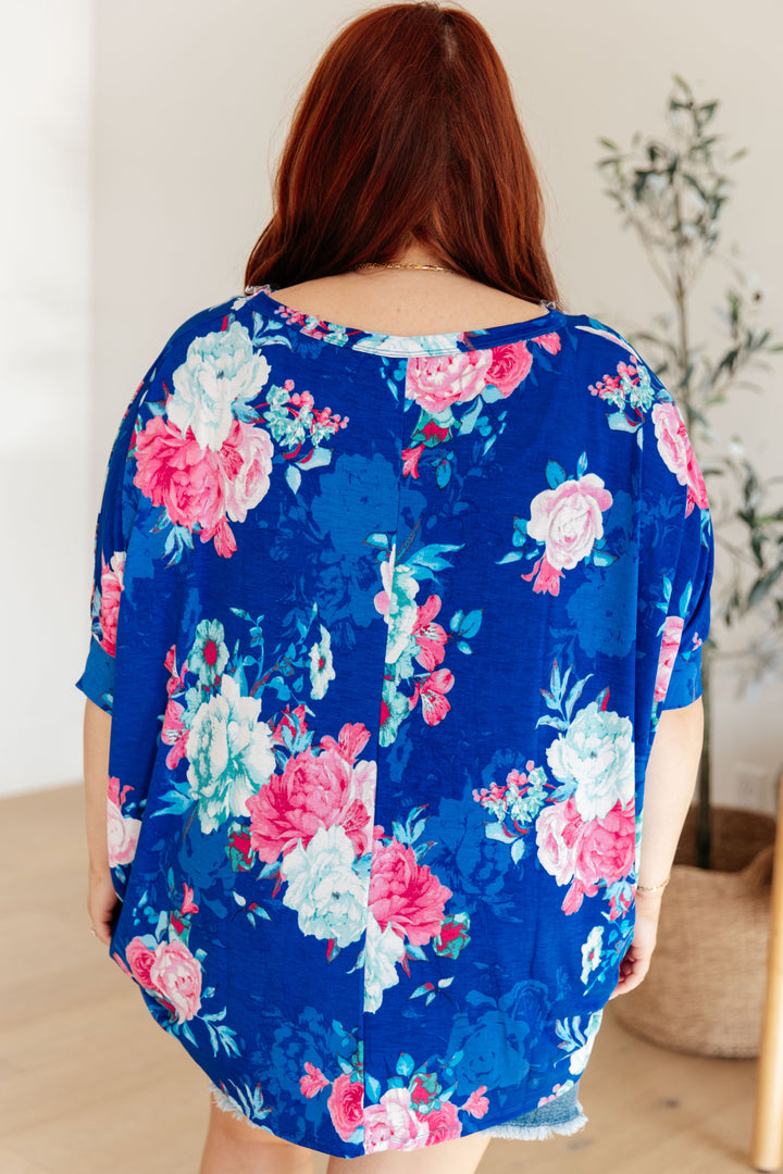 Dear Scarlett Essential Blouse in Royal and Pink Floral