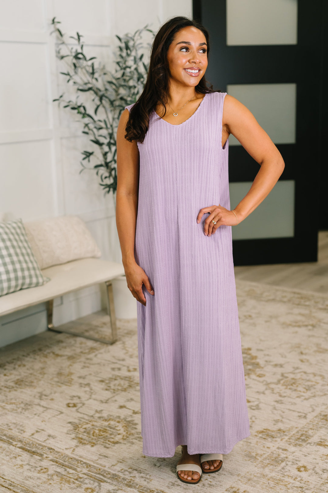 Everything She Wants Sleeveless Maxi Dress in Lavender Small