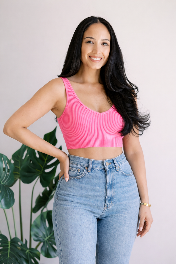 Seamless Washed Ribbed Bra Tank