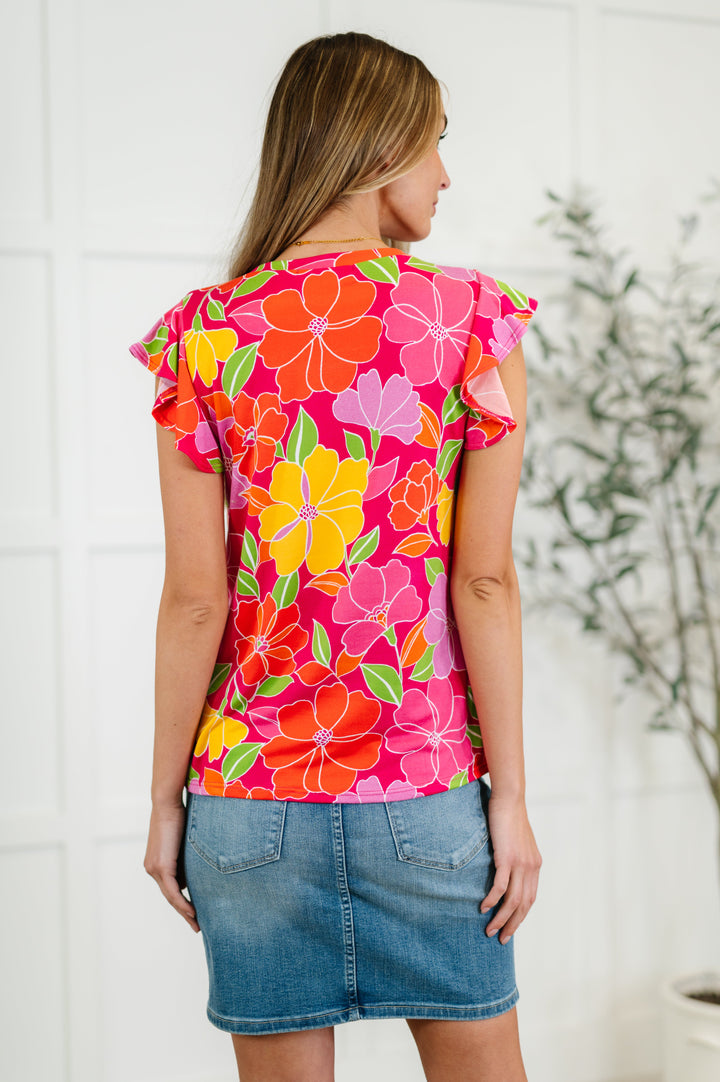 Garden Giggles Flutter Sleeve Top