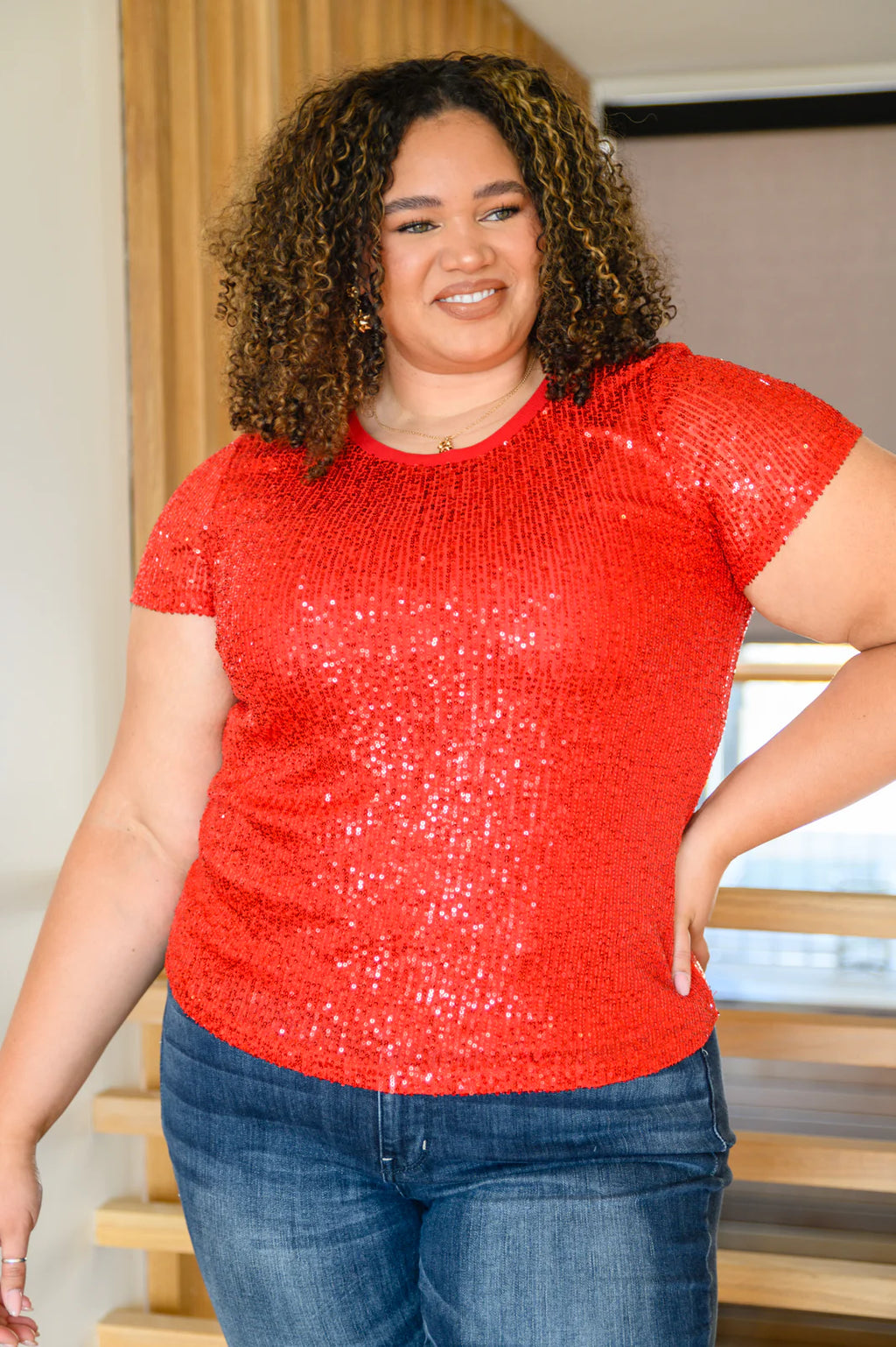 Glimmering Night Sequin Top in Red - *OW FINAL SALE*