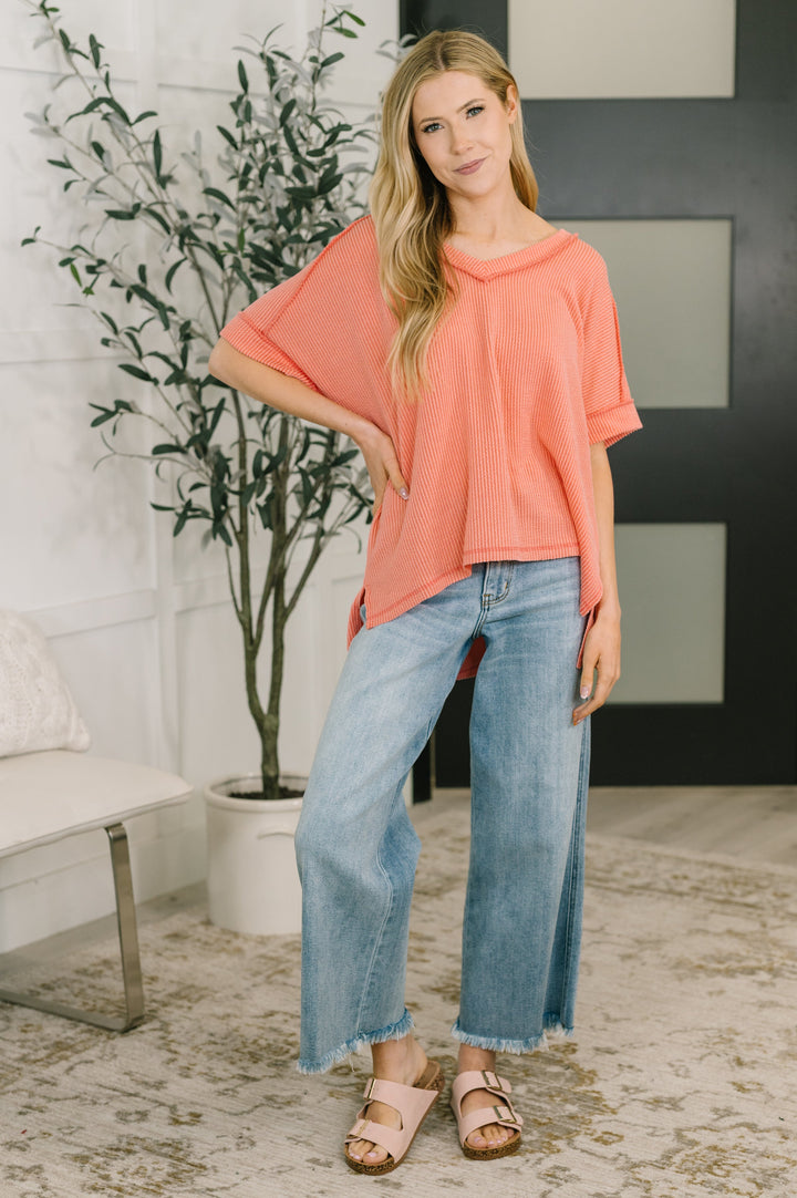 Growing Restless V-Neck Tee in Coral