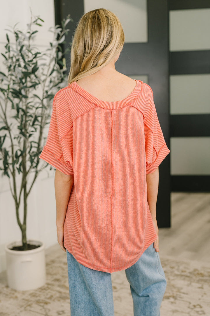 Growing Restless V-Neck Tee in Coral