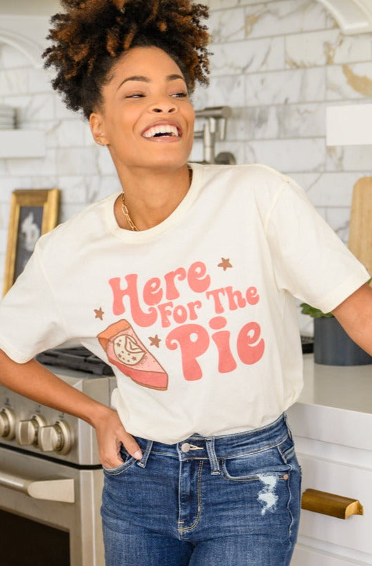 Here For The Pie Graphic T-Shirt In Cream - OW *FINAL SALE*