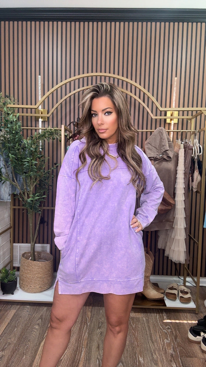 Acid Wash Fall Dress- Zenana