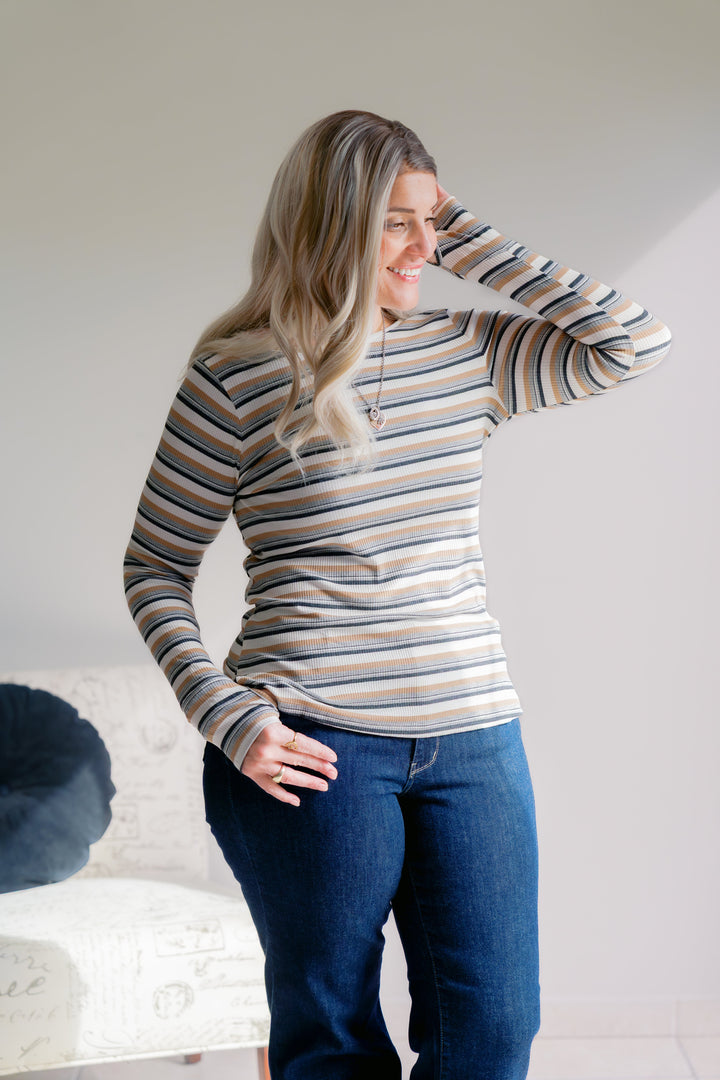 Sundown Chic Stripes Thumbhole Top