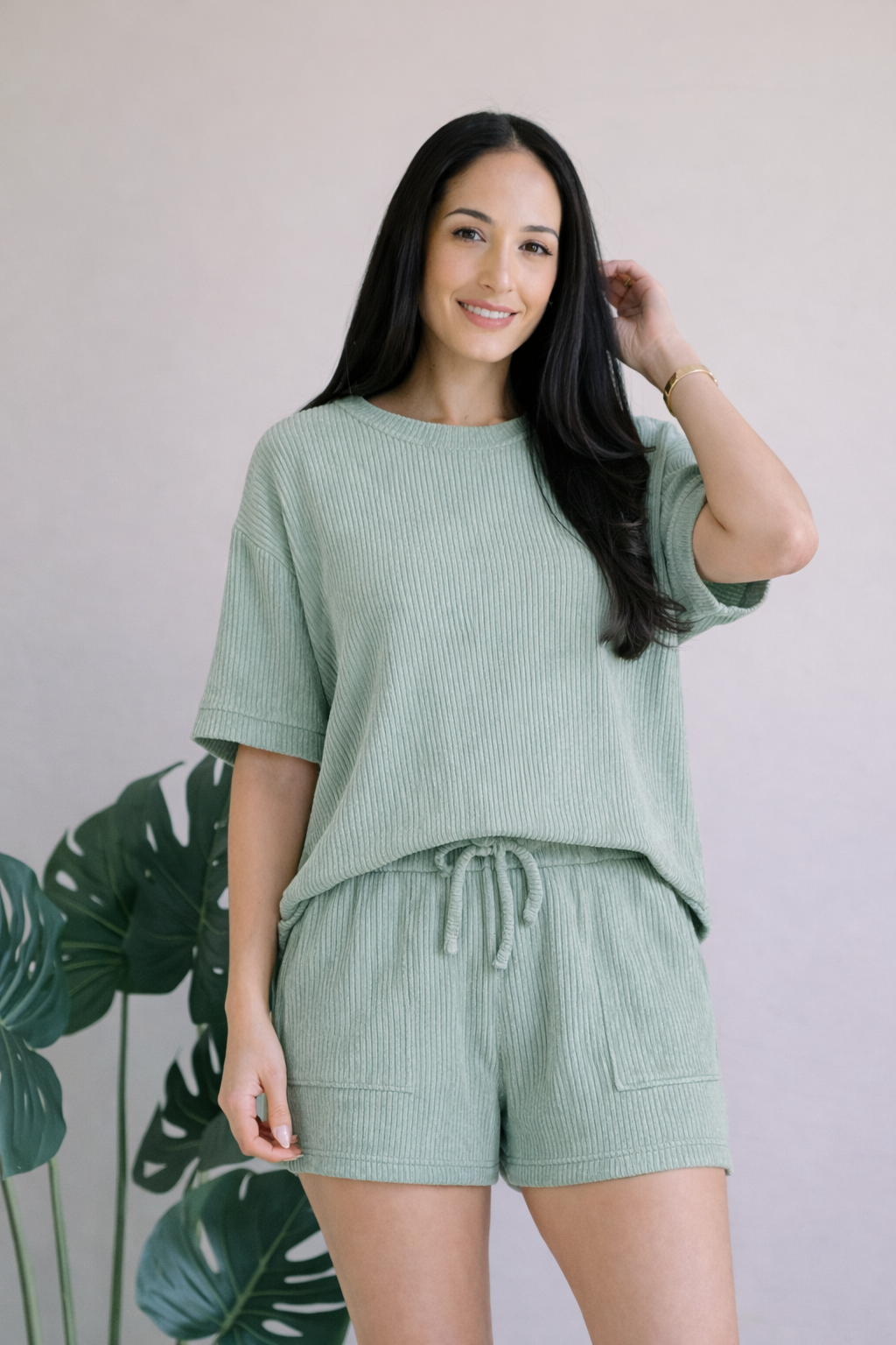 Rib Short Set-Zenana