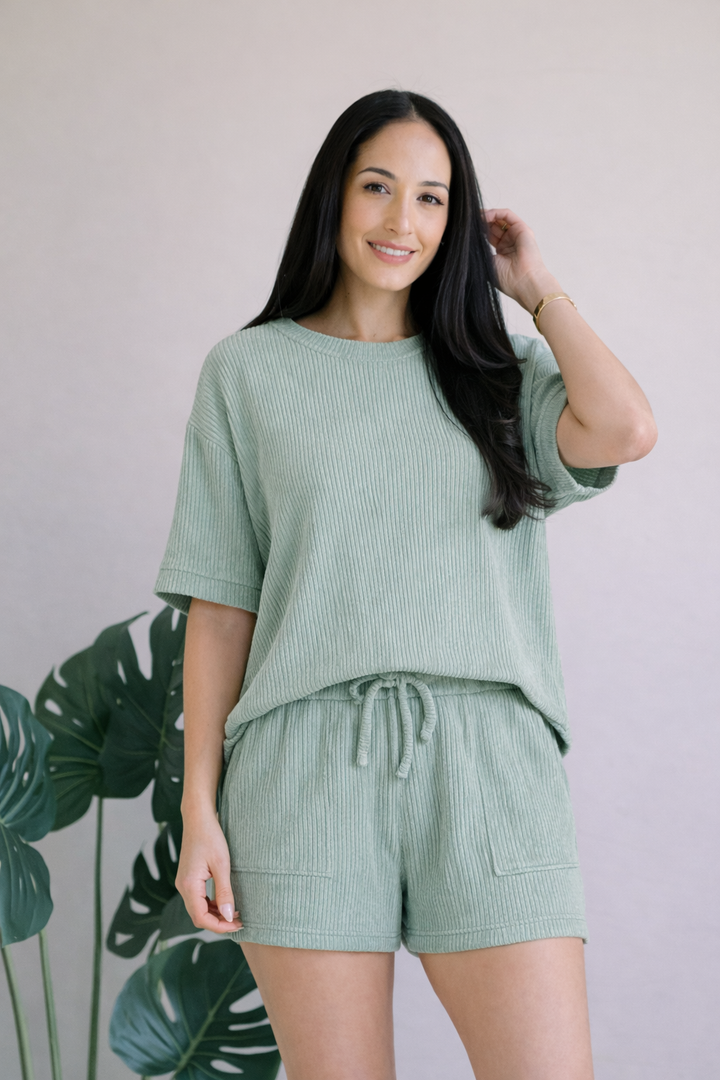 Rib Short Set-Zenana