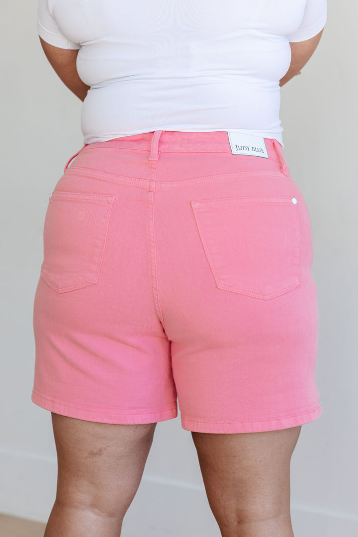 Jenna High Rise  *TUMMY CONTROL* Judy Blue Cuffed Shorts in Pink