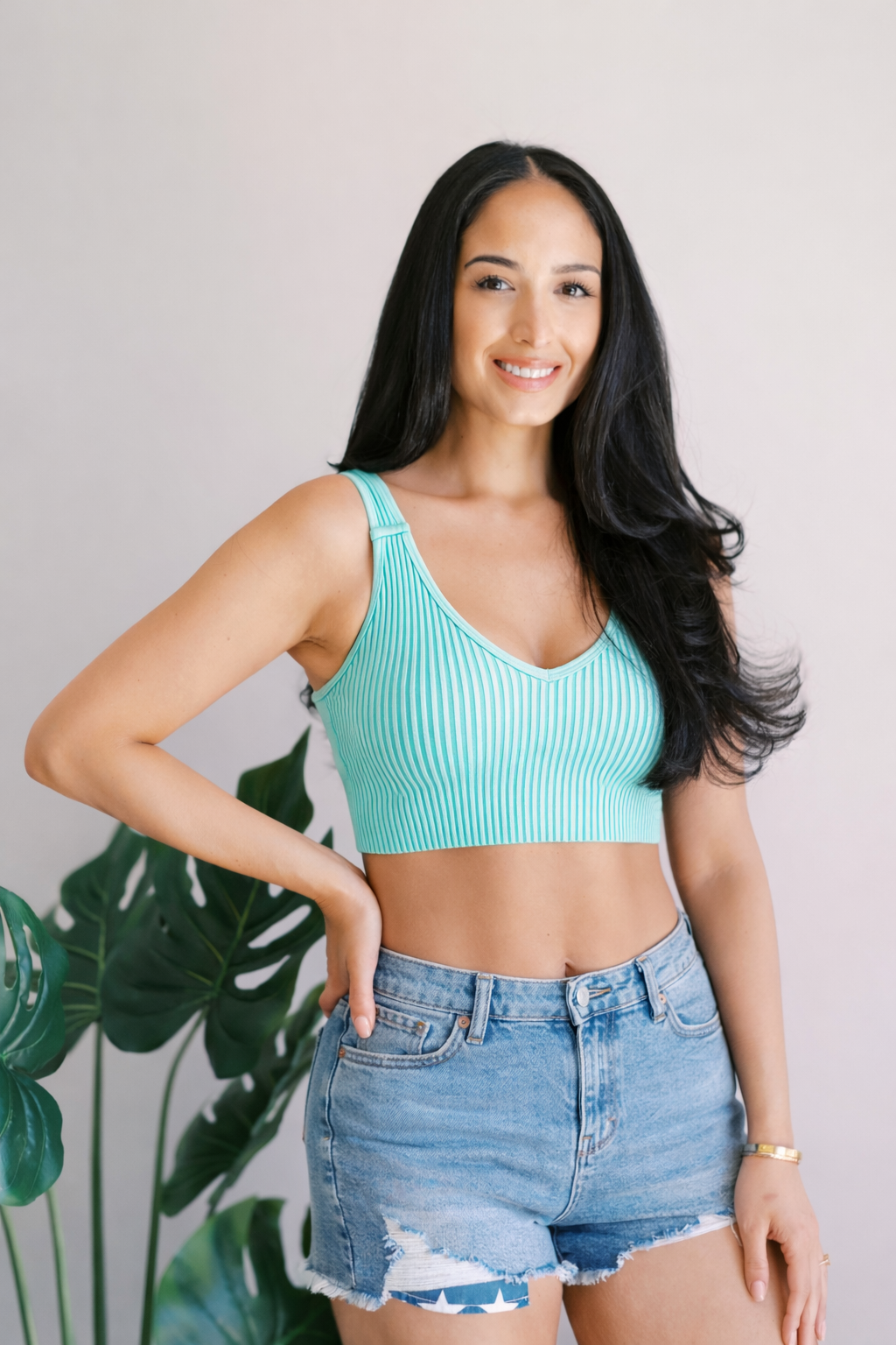 Seamless Washed Ribbed Bra Tank